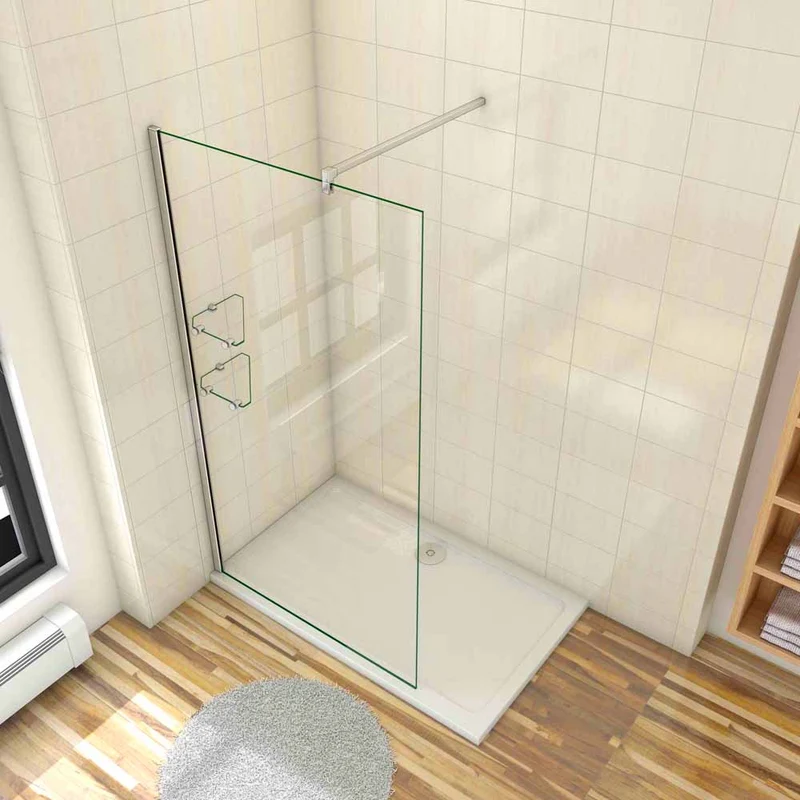 AICA paroi de douche 70-140 x 190cm paroi de douche à l'italienne avec une barre de stabilisation 90cm