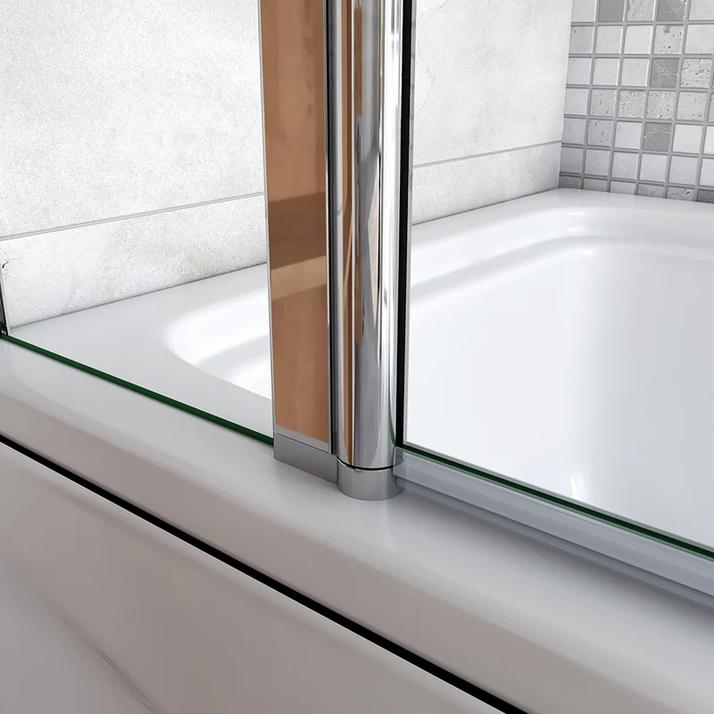 Pare-baignoire 100cm pivotant vers l'extérieur ou l'intérieur en verre trempé clair Hauteur 140cm écran de douche avec 2 étagères