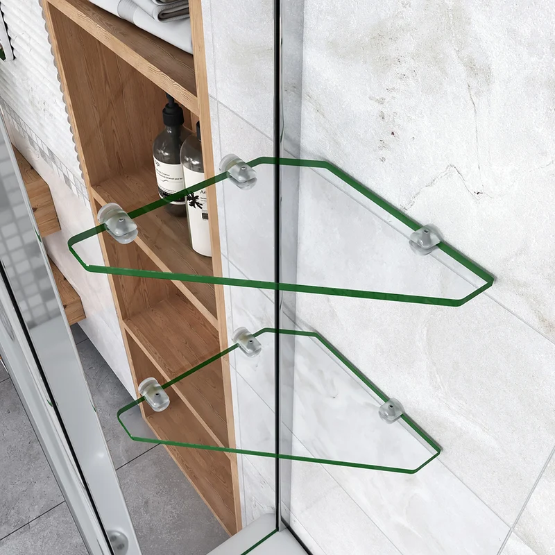 Pare-baignoire 100cm pivotant vers l'extérieur ou l'intérieur en verre trempé clair Hauteur 140cm écran de douche avec 2 étagères