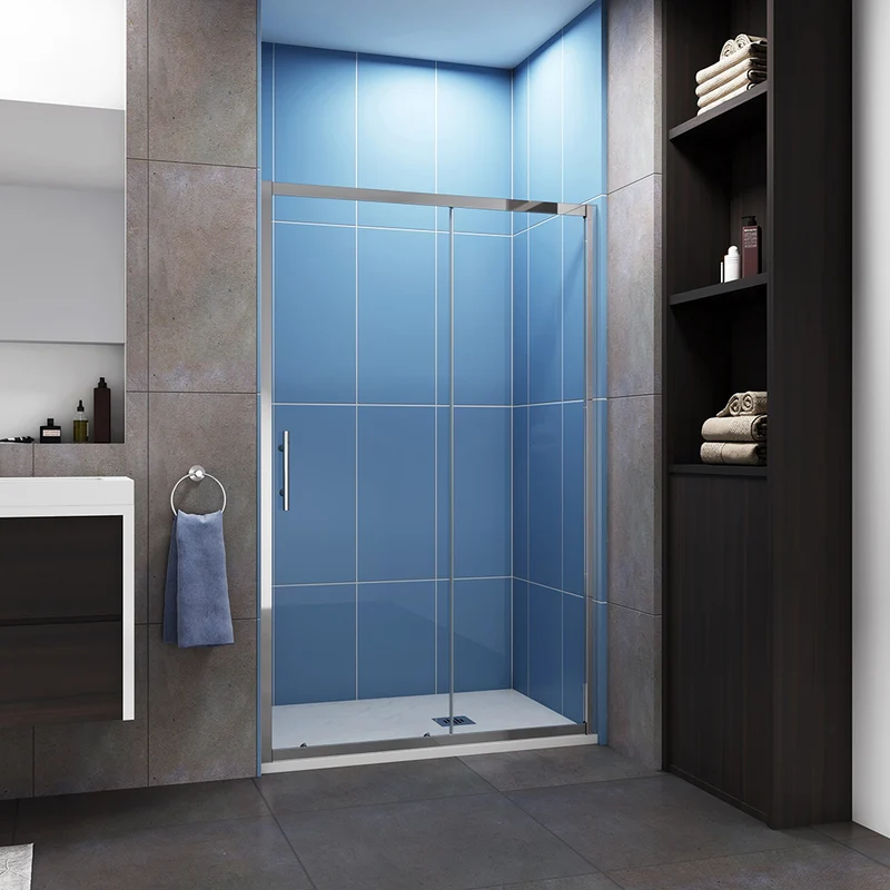 Porte de douche coulissante 100-160 cm en 5mm verre trempé porte de douche Hauteur 190cm Installation en niche