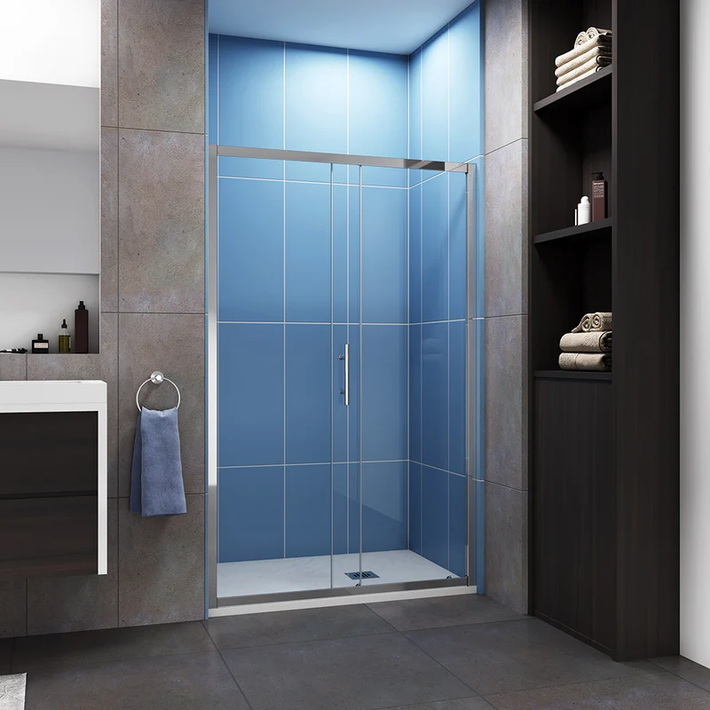 Porte de douche coulissante 100-160 cm en 5mm verre trempé porte de douche Hauteur 190cm Installation en niche