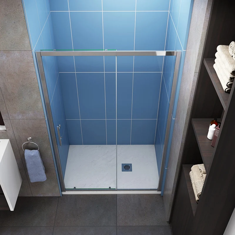 Porte de douche coulissante 100-160 cm en 5mm verre trempé porte de douche Hauteur 190cm Installation en niche