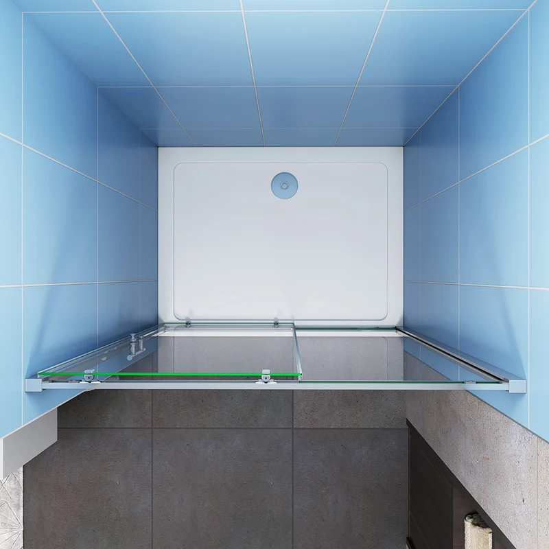 Porte de douche coulissante 100-160 cm en 5mm verre trempé porte de douche Hauteur 190cm Installation en niche