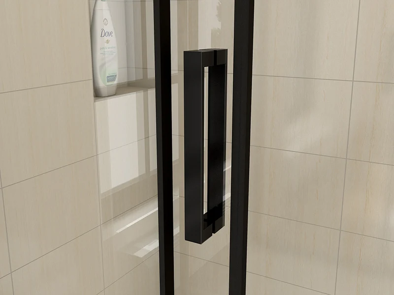 Porte de douche coulissante 100-160cm en verre anticalcaire porte de douche Noir mat avec l'amortisseur Hauteur 195cm