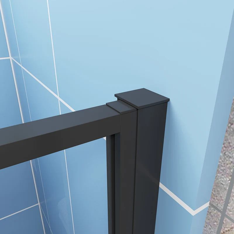 AICA porte de douche pivotante 80-140 cm en 6mm verre anticalcaire Installation en niche porte de douche noire Hauteur 185cm