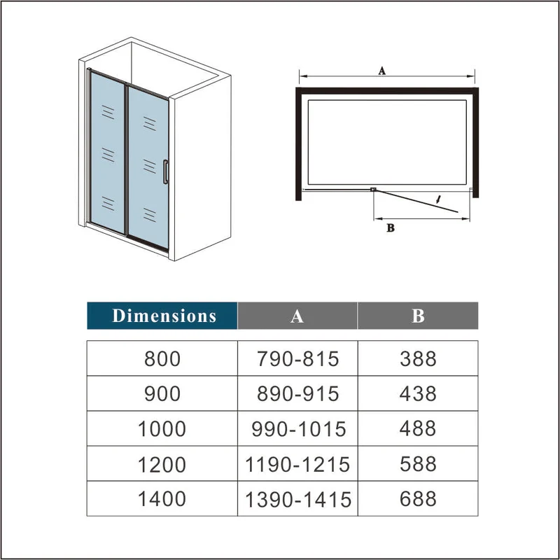 AICA porte de douche pivotante 80-140 cm en 6mm verre anticalcaire Installation en niche porte de douche noire Hauteur 185cm
