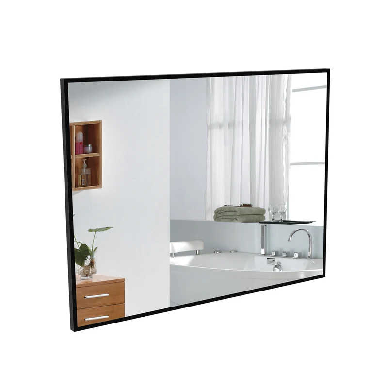 AICA Miroir Mural, Cadre En Aluminium, Rectangle Noir Ou Doré, pour Salle de Bain Salon WC