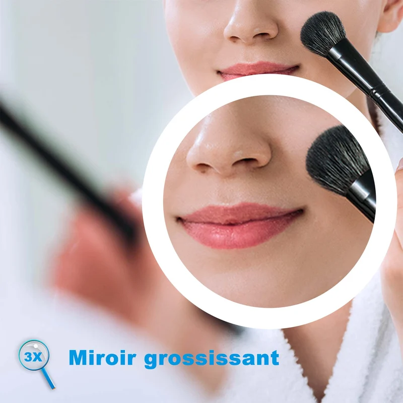 AICA Miroir de Salle de Bain LED avec Bluetooth, Miroir Lumineux avec 3 Couleurs et Fonction Anti-buée, Mural Miroir éclairé avec Interrupteur Tactile Étanche et grossissant 3x 60/70/80/100/120cm