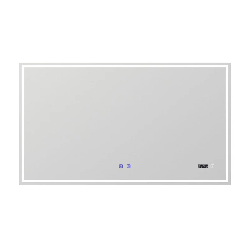 AICA Miroir de Salle de Bain LED avec Bluetooth+Horloge+3 Couleurs+Dimmable+Anti-buée, Miroir avec Interrupteur Tactile Étanche IP44, Éclairage à Intensité Variable 50/60/70/80/100/120/140/160cm