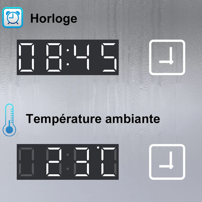 AICA Miroir de Salle de Bain LED avec Bluetooth+Horloge+3 Couleurs+Dimmable+Anti-buée, Miroir avec Interrupteur Tactile Étanche IP44, Éclairage à Intensité Variable 50/60/70/80/100/120/140/160cm