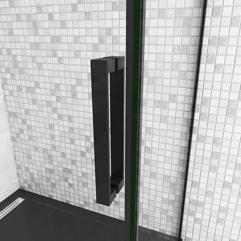 Aica cabine de douche coulissante porte de douche + paroi latérale Hauteur 200cm En 8mm verre anticalcaire profilé noir mat