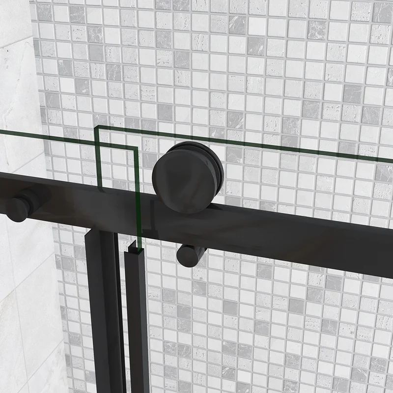 Aica cabine de douche coulissante porte de douche + paroi latérale Hauteur 200cm En 8mm verre anticalcaire profilé noir mat