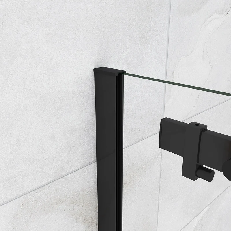 Aica cabine de douche coulissante porte de douche + paroi latérale Hauteur 200cm En 8mm verre anticalcaire profilé noir mat
