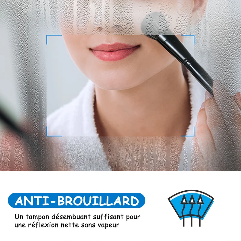 Miroir salle de bain LED antibuée Bluetooth avec 3 couleurs Miroir mural IP44 rectangulaire 50/60/70/80/100/120/140/160cm