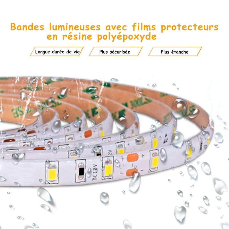 Miroir salle de bain LED antibuée Bluetooth avec 3 couleurs Miroir mural IP44 rectangulaire 50/60/70/80/100/120/140/160cm