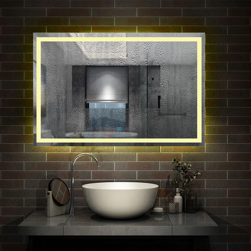 Miroir de salle de bain anti-buée 120x80cm avec le lumière chaude