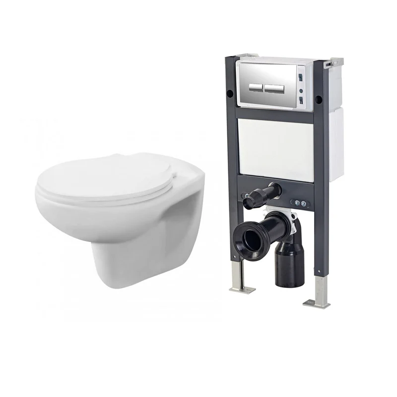 Nuie Melbourne Wall Hung Toilet with 82cm Wall Hung Frame and Chrome Flush Plate