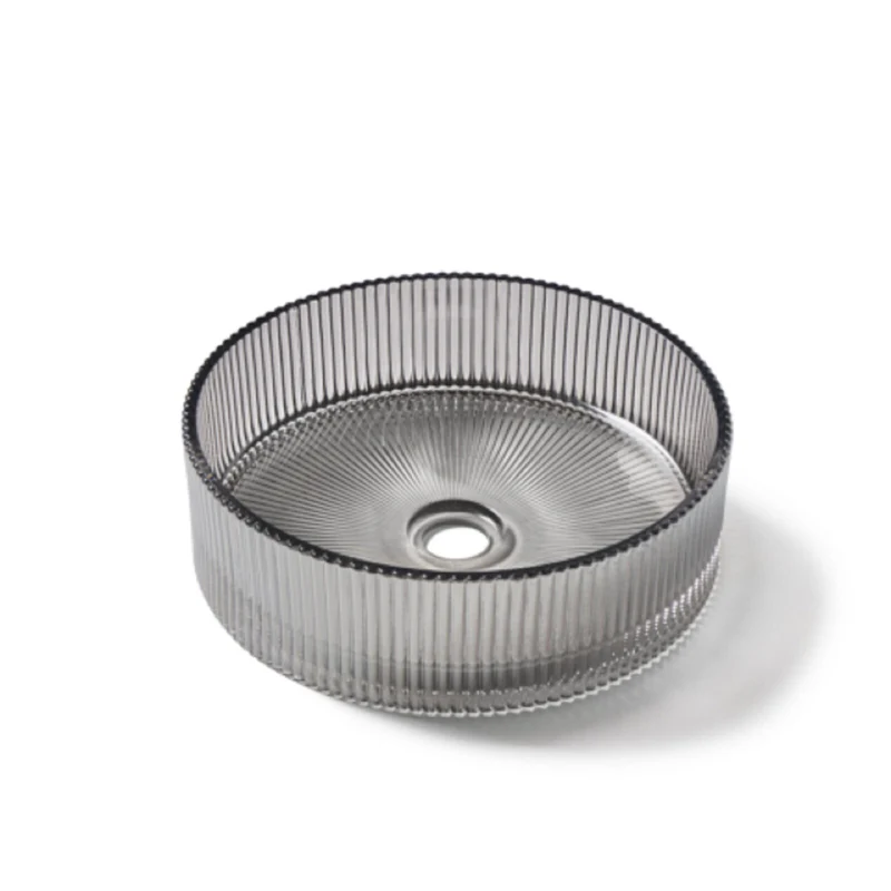 Hekla Fluted Glass Round Bowl 36 x 36 x 11cm - Smoked