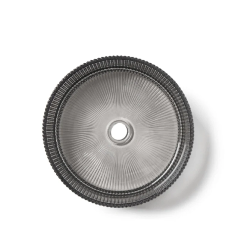 Hekla Fluted Glass Round Bowl 36 x 36 x 11cm - Smoked