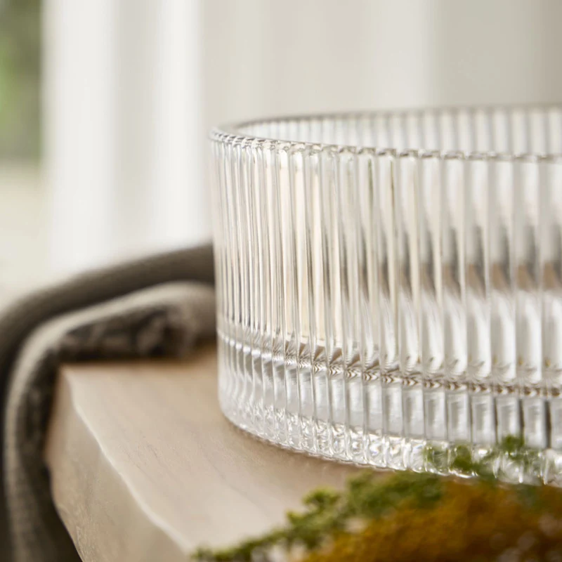 Iceberg Fluted Glass Round Bowl 36 x 36 x 11cm - Clear