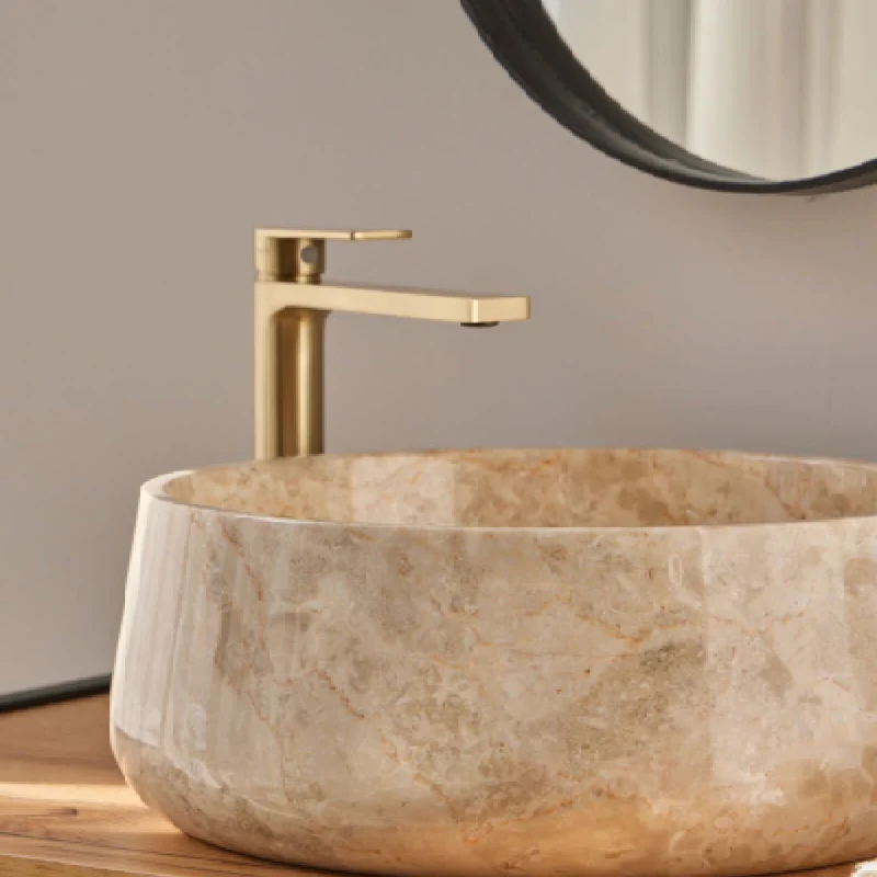 Flores white Natural Stone Basin - 40 x 40 x 15 - Ivory