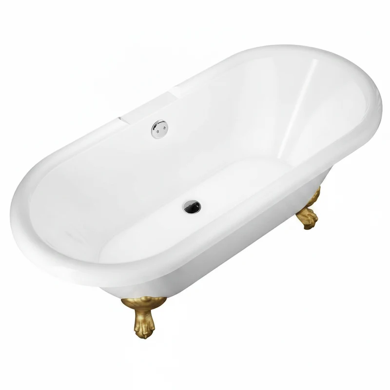 Traditional English Balmoral 1700mm Double Ended Roll Top Bath (inc. Brushed Brass Feet)