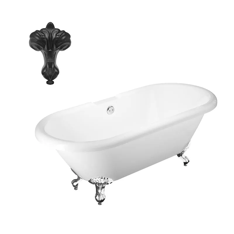 Balmoral 1700mm Double Ended Roll Top Bath with Black Claw & Ball Feet