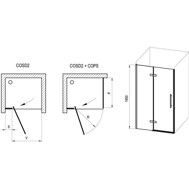 Ravak COPS 900mm Side Panel - Black