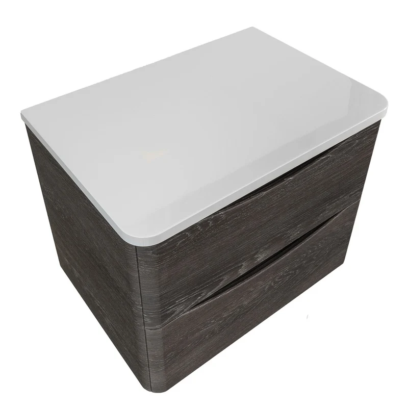 Baltimore 600mm Wall Hung Vanity Unit & Worktop - Graphite Oak