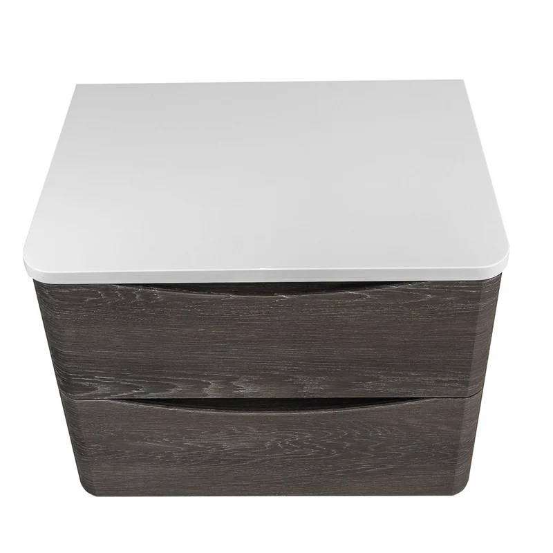 Baltimore 600mm Wall Hung Vanity Unit & Worktop - Graphite Oak