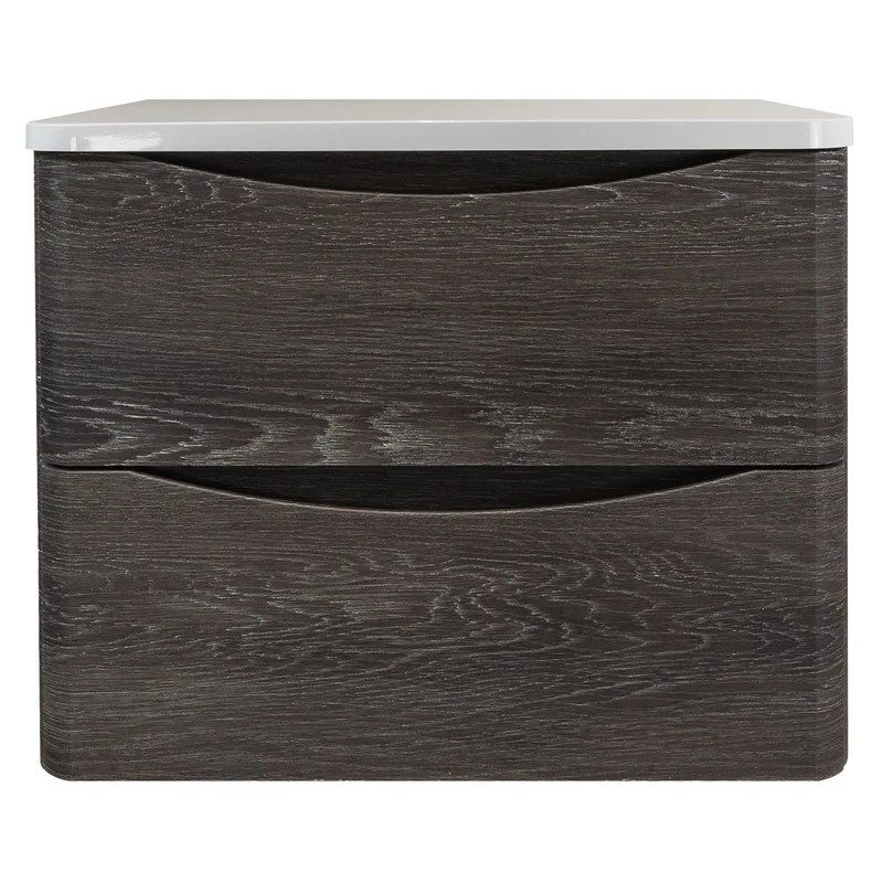 Baltimore 600mm Wall Hung Vanity Unit & Worktop - Graphite Oak