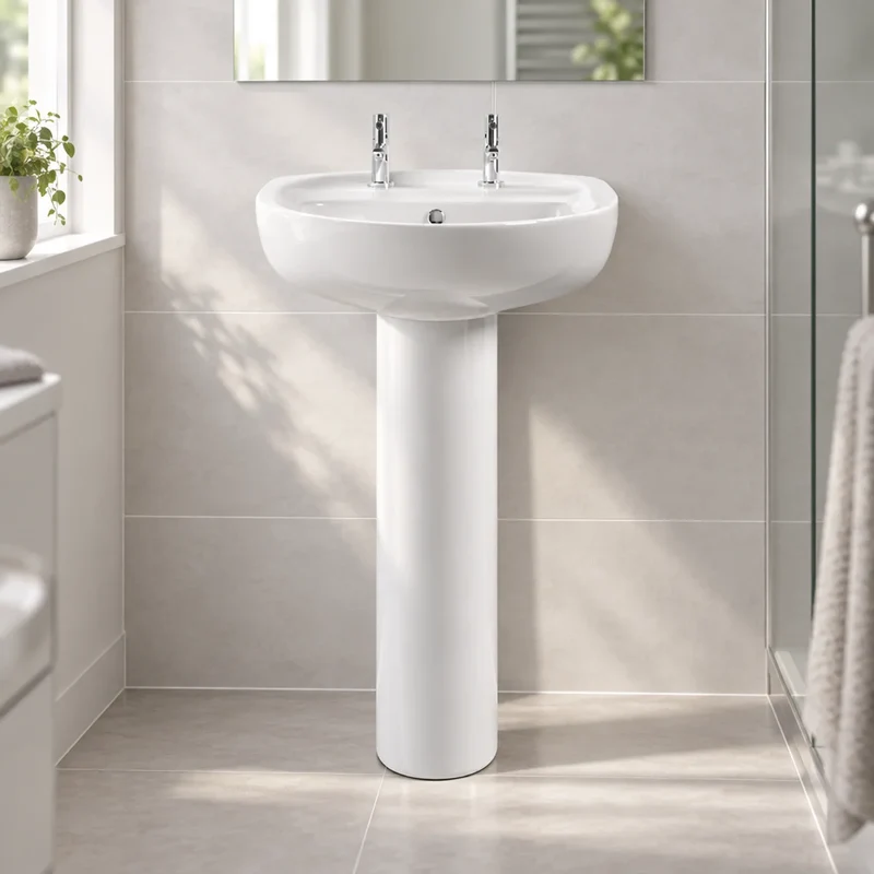 Melbourne Large 2 Taphole Basin & Full Pedestal