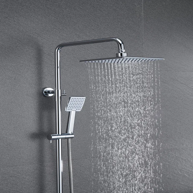 AICA Colonne de Douche Thermostatique Ensemble de Double Tête Exposé Valve 200mm Argent Carré