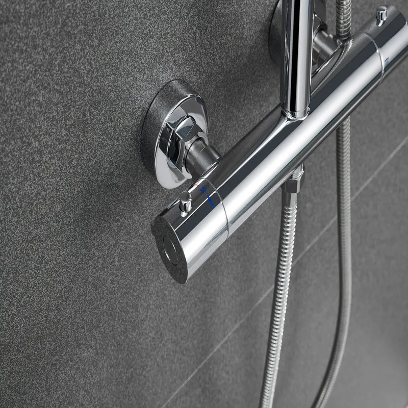 AICA Colonne de Douche Thermostatique Ensemble de Double Tête Exposé Valve 200mm Argent Carré