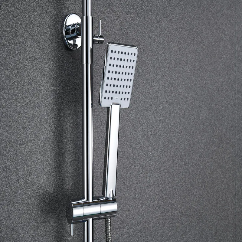 AICA Colonne de Douche Thermostatique Ensemble de Double Tête Exposé Valve 200mm Argent Carré