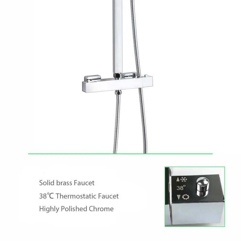 Colonne de Douche thermostatique carré ensemble système de douche