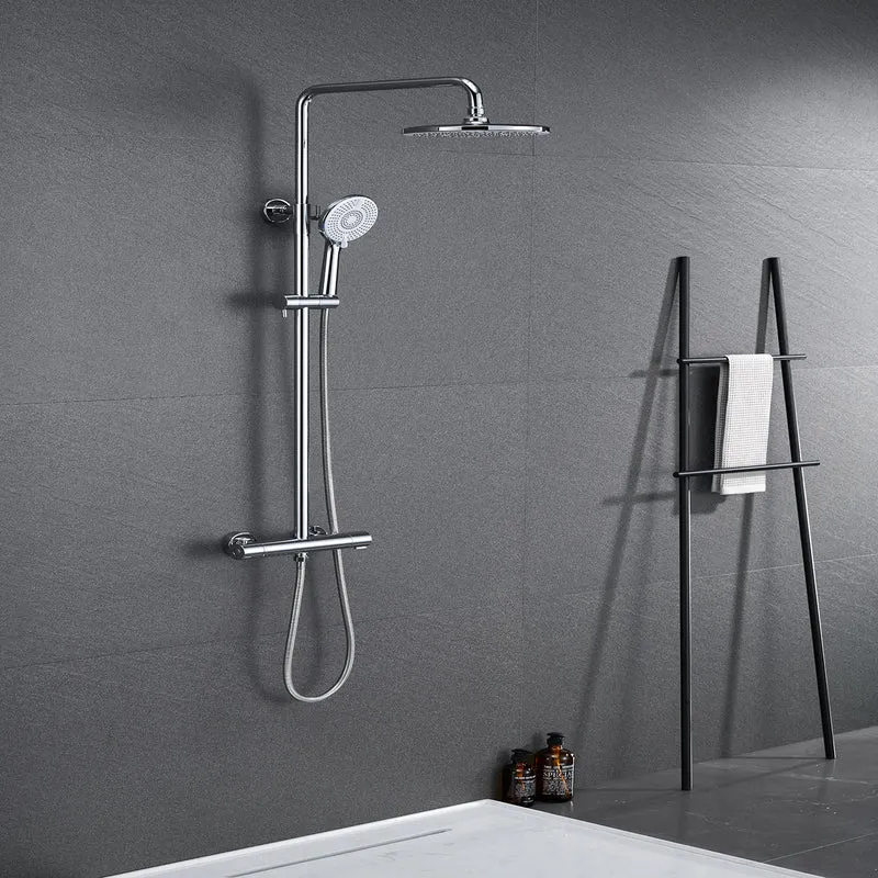 AICA Colonne de Douche Thermostatique Ensemble de Système de Douche Rond d’Averse Avec 3 Jets Douche à Main Réglable en Hauteur