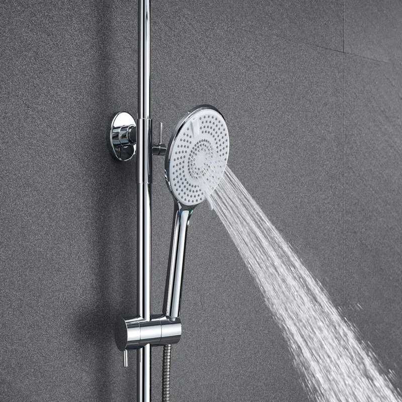AICA Colonne de Douche Thermostatique Ensemble de Système de Douche Rond d’Averse Avec 3 Jets Douche à Main Réglable en Hauteur