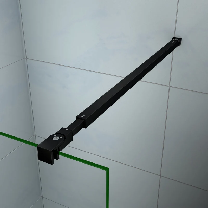 AICA paroi de douche à l'italienne 50-160x200cm avec une barre de fixation, paroi de douche pivotante 45x200cm, profil noir, verre 8mm anticalcaire