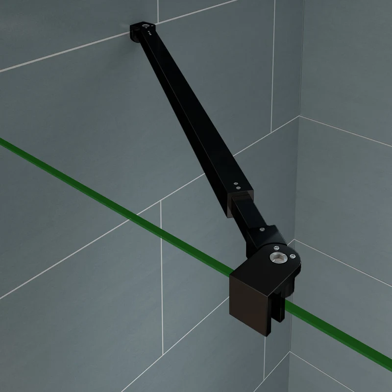 AICA paroi de douche avec retour pivotant 50-160 +40x200cm avec une barre extensible, paroi de douche pivotante 45x200cm, profil en Noir mat, verre 8mm securit anticalcaire
