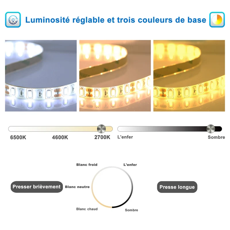 AICA Sanitaire avec Bluetooth+3couleurs LED réglables + anti-buée + Miroir grossissant x 3+Date+Température