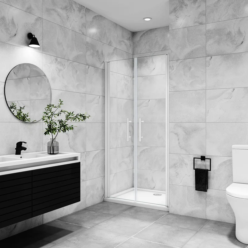 AICA porte de douche battante profilé blanc en 5mm verre anticalcaire porte de douche Hauteur 180cm Installation en niche