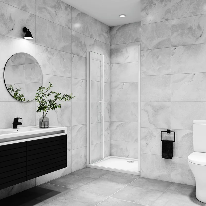 AICA porte de douche battante profilé blanc en 5mm verre anticalcaire porte de douche Hauteur 180cm Installation en niche