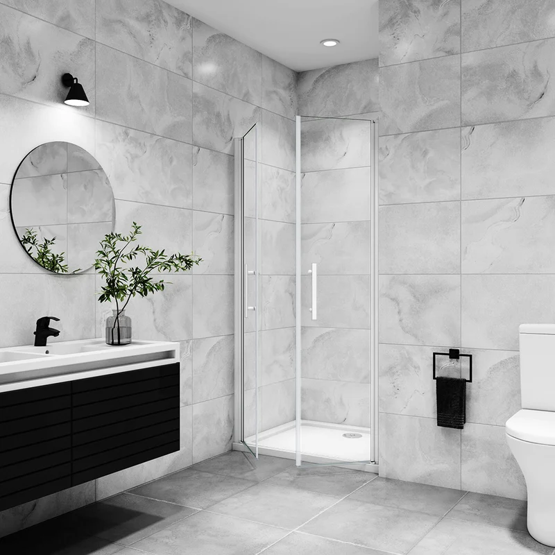 AICA porte de douche battante profilé blanc en 5mm verre anticalcaire porte de douche Hauteur 180cm Installation en niche