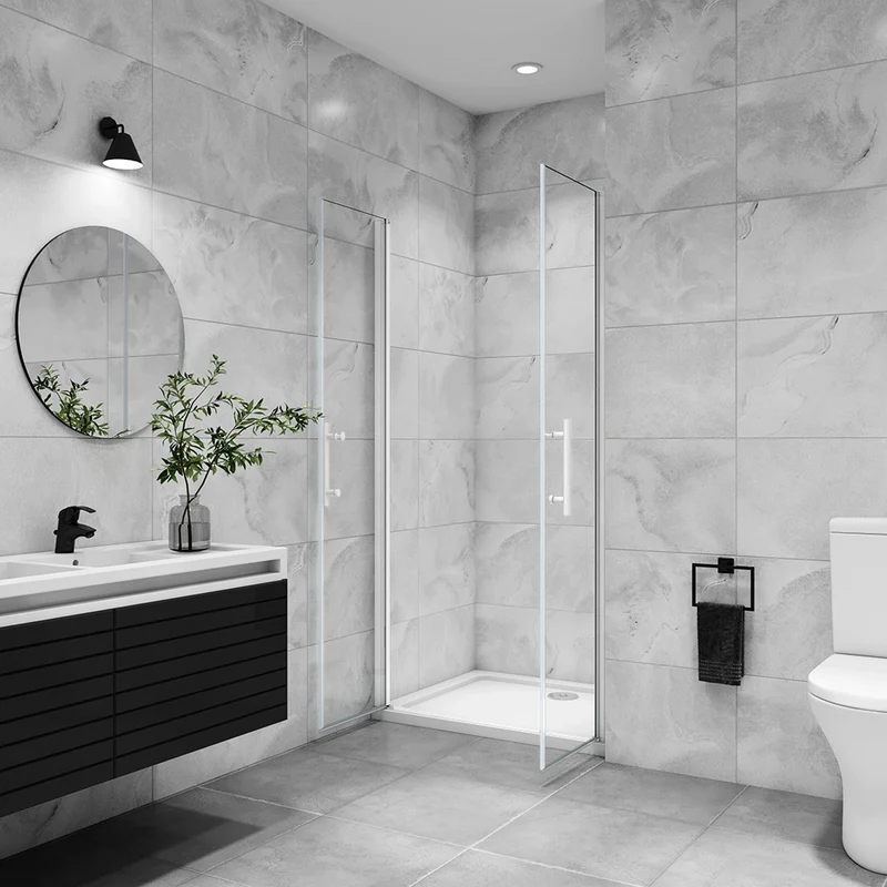 AICA porte de douche battante profilé blanc en 5mm verre anticalcaire porte de douche Hauteur 180cm Installation en niche