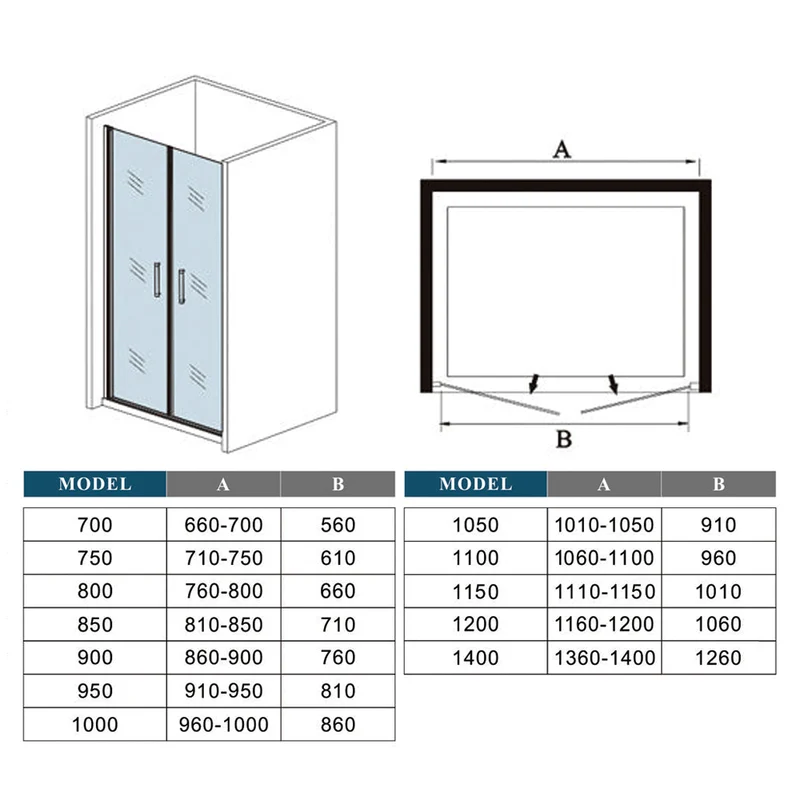 AICA porte de douche battante profilé blanc en 5mm verre anticalcaire porte de douche Hauteur 180cm Installation en niche