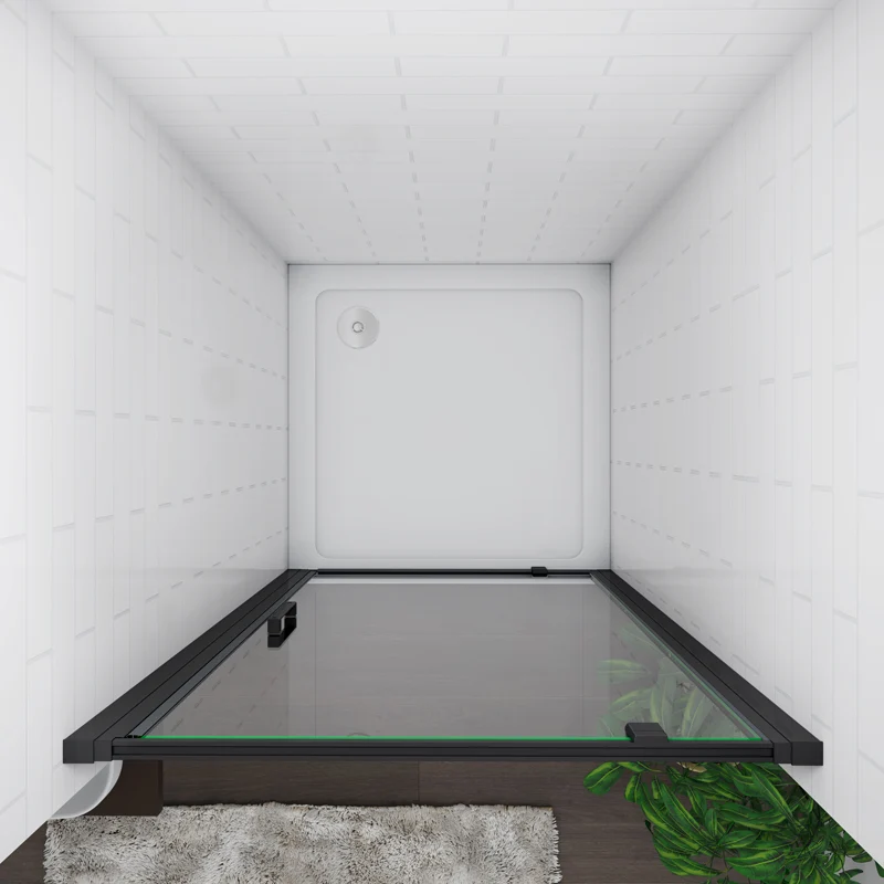 Aica porte de douche noire 80 ou 90 x185cm porte de douche pivotante à 180° en 6mm verre de sécurité Installation en niche