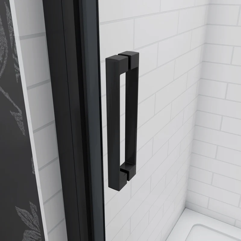 Aica porte de douche noire 80 ou 90 x185cm porte de douche pivotante à 180° en 6mm verre de sécurité Installation en niche