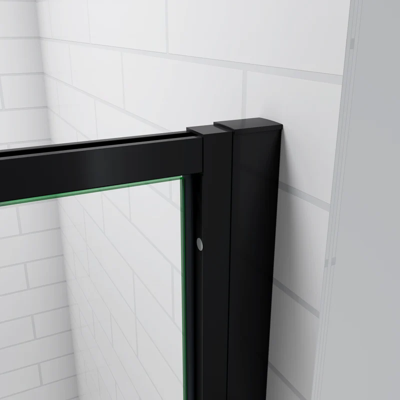 Aica porte de douche noire 80 ou 90 x185cm porte de douche pivotante à 180° en 6mm verre de sécurité Installation en niche