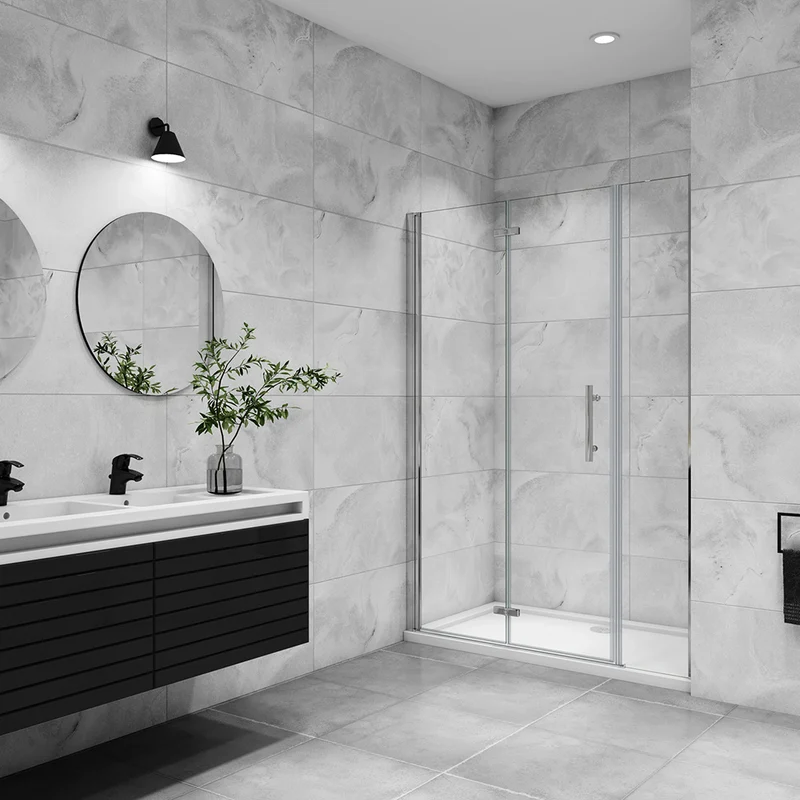 Aica porte de douche pivotante 100-160 x185cm ou 195cm porte de douche pliante avec un élément fixe en 6mm verre anticalcaire